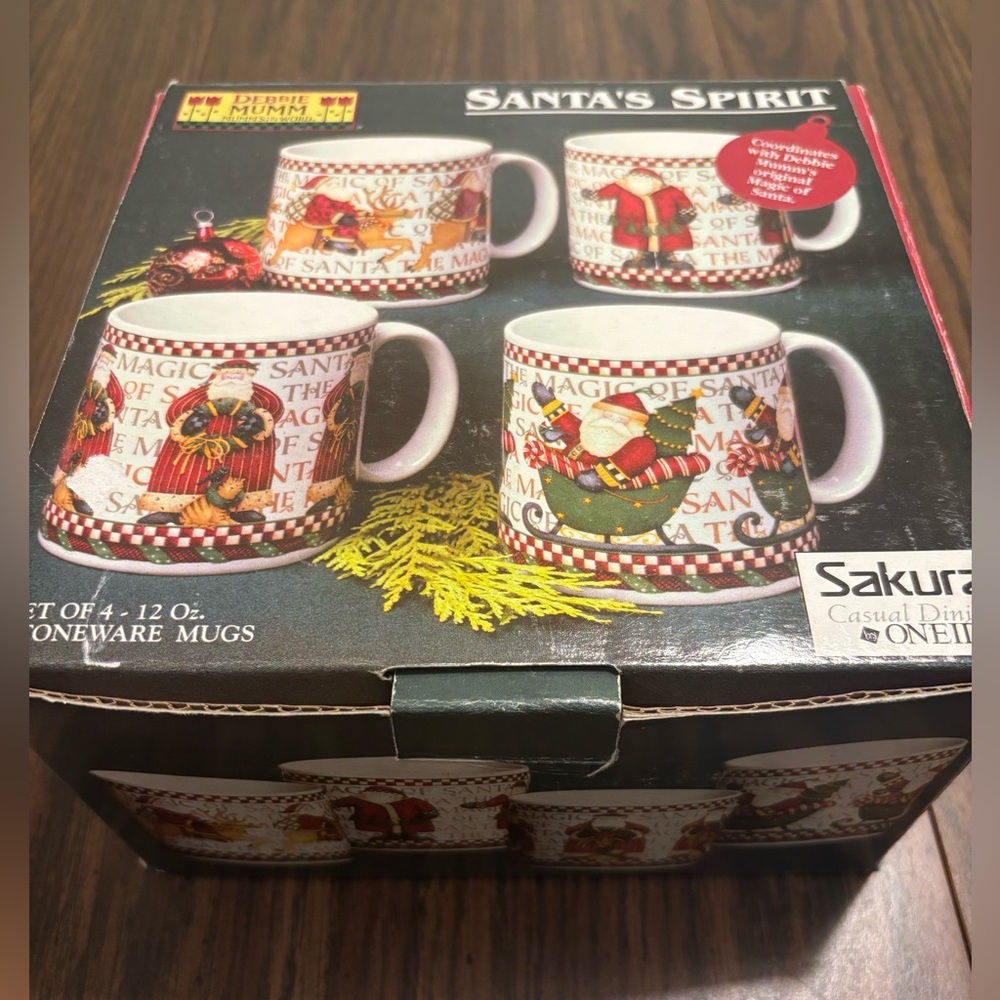 Sakura Santa's Spirit Stoneware Mugs - Red and Green